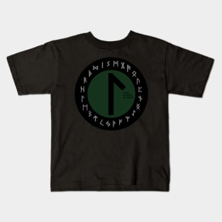 Green Laguz Futhark Rune Symbol Kids T-Shirt